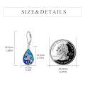 wholesale 925 Sterling Silver Blue Enamel Flower Drop Earrings-0-3