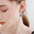 wholesale 925 Sterling Silver Blue Enamel Flower Drop Earrings-0-5
