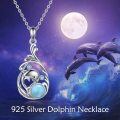 wholesale 925 Sterling Silver Larimar Dolphin Pendant Necklace for Women - Ocean Blue Gemstone -0-5