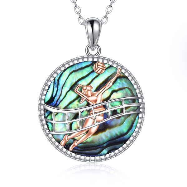 925 Sterling Silver Volleyball Sport Pendant Necklace-0