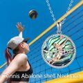wholesale 925 Sterling Silver Abalone Shell Beach Volleyball Sports Pendant Necklace for Women-0-5