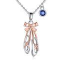 wholesale 925 Sterling Silver Ballerina Shoe Pendant Necklace with Blue Crystal Charm for Women-0-0