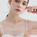 wholesale 925 Sterling Silver Ballerina Shoe Pendant Necklace with Blue Crystal Charm for Women-0-1