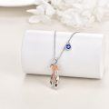 wholesale 925 Sterling Silver Ballerina Shoe Pendant Necklace with Blue Crystal Charm for Women-0-3