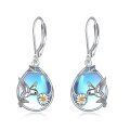 wholesale 925 Sterling Silver Moonstone Hummingbird Drop Earrings - Rhodium Plated-0-6