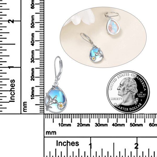 925 Sterling Silver Moonstone Hummingbird Drop Earrings-2