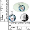 wholesale 925 Sterling Silver Blue Crystal Round Pendant with Sisters Design - Birthday & Christmas Gifts-0-2