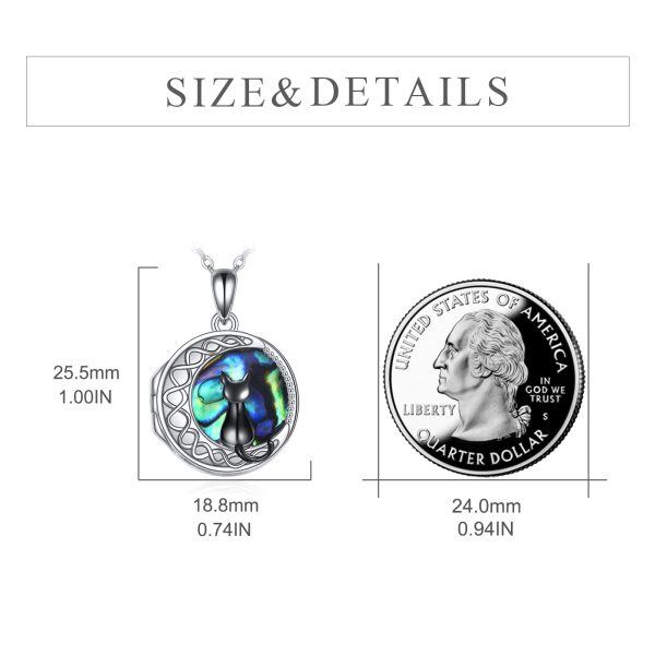 Sterling Silver Black Cat Moon Photo Locket Necklace-3