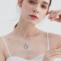 wholesale 925 Sterling Silver Round Blue Crystal Tree of Life Pendant Necklace for Women-0-1