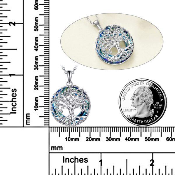 Sterling Silver Blue Crystal Tree of Life Pendant Necklace-2