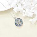 wholesale 925 Sterling Silver Round Blue Crystal Tree of Life Pendant Necklace for Women-0-4