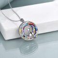 wholesale 925 Sterling Silver Crystal Cat Necklace with Rainbow Celtic Moon Pendant - Irish Jewelry-0-9