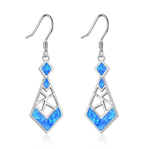 Sterling Silver Opal Earrings-0