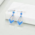 wholesale 925 Sterling Silver Blue Fire Opal Geometric Dangle Earrings for Women-0-1
