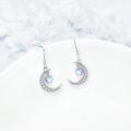 wholesale 925 Sterling Silver Crescent Moon Shape Rainbow Moonstone Dangle Earrings for Women-0-2