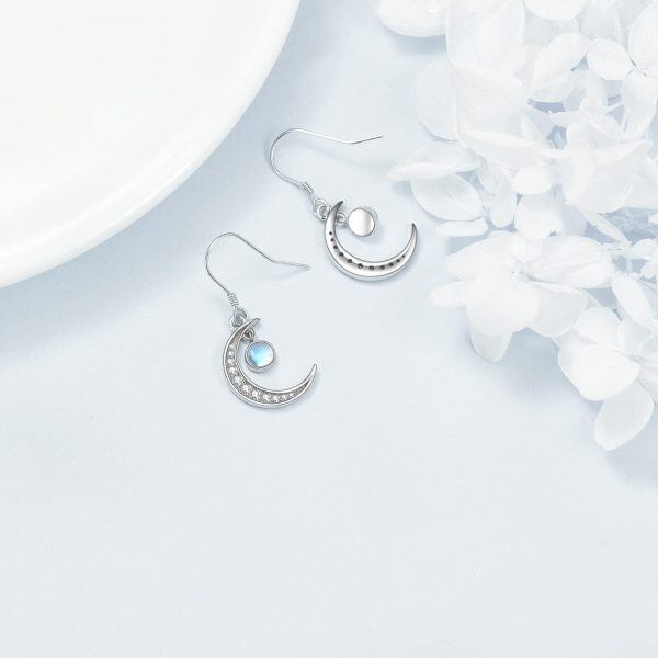 Sterling Silver Moon Earrings-3