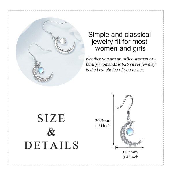 Sterling Silver Moon Earrings-4