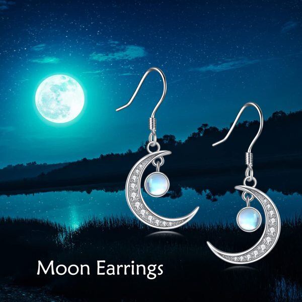 Sterling Silver Moon Earrings-5