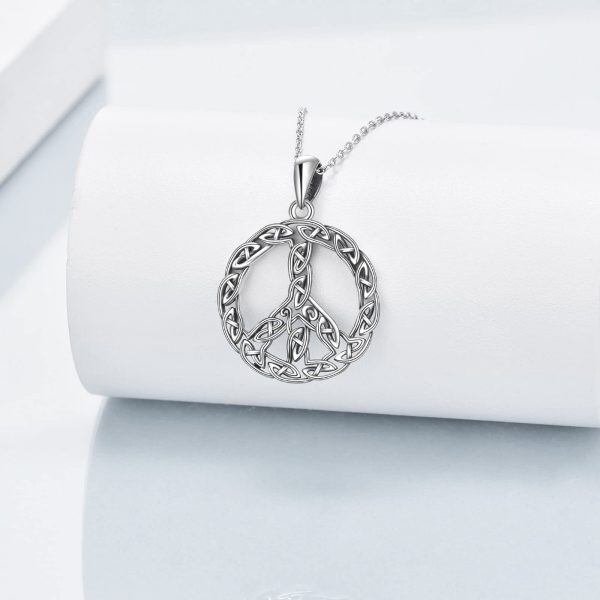 Sterling Silver Peace Sign Necklace-2