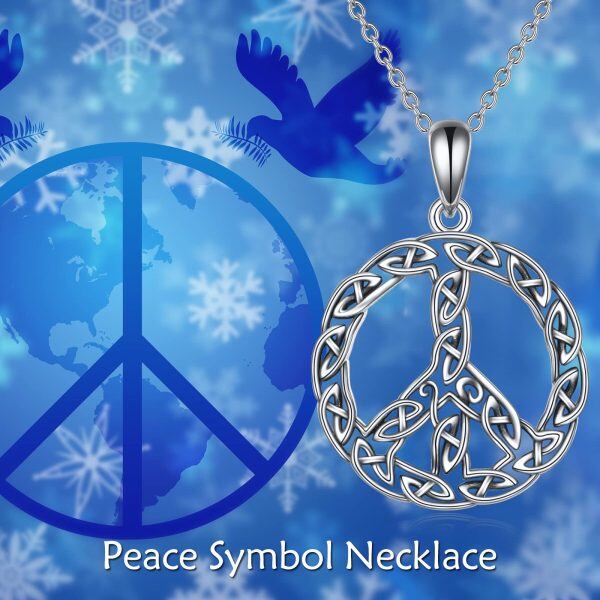 Sterling Silver Peace Sign Necklace-5