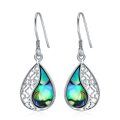 wholesale 925 Sterling Silver Teardrop Abalone Shell Dangle Earrings for Women-0-0