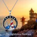 wholesale 925 Sterling Silver Nautical Lighthouse & Sailboat Pendant Necklace for Women-0-1