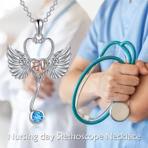 Sterling Silver Stethoscope Necklace-4