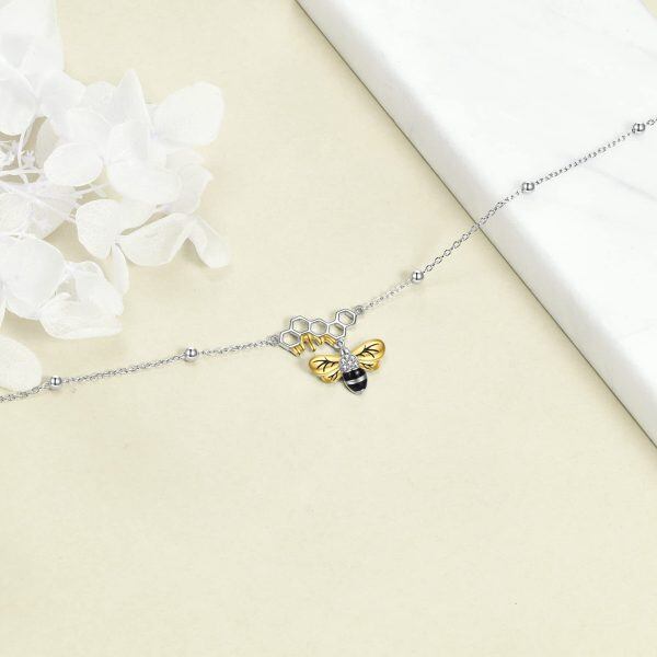 Sterling Silver Bee Ankle Bracelets-3