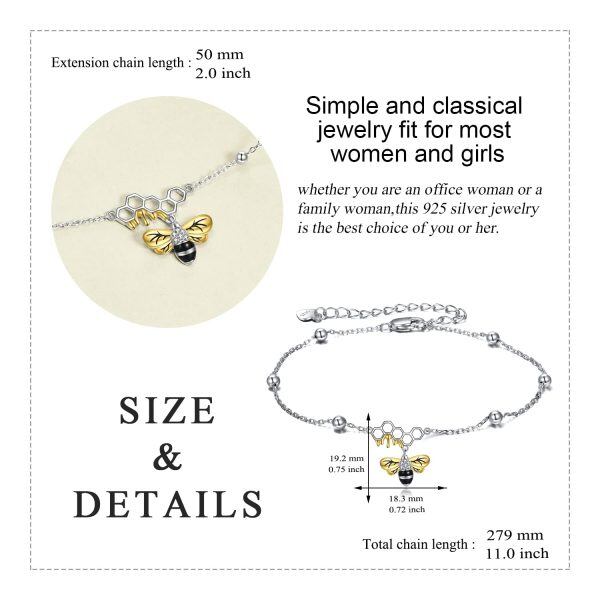 Sterling Silver Bee Ankle Bracelets-4