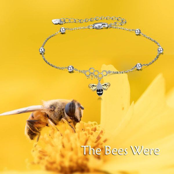 Sterling Silver Bee Ankle Bracelets-5