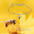 wholesale 925 Sterling Silver Honeycomb & Bee Anklet for Women - Minimalist Jewelry-0-5