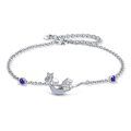 wholesale 925 Sterling Silver Purple Crystal Mermaid Bracelet for Women  6 - 8 Adjustable Chain Length-0-0