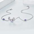 wholesale 925 Sterling Silver Purple Crystal Mermaid Bracelet for Women  6 - 8 Adjustable Chain Length-0-3