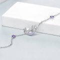 wholesale 925 Sterling Silver Purple Crystal Mermaid Bracelet for Women  6 - 8 Adjustable Chain Length-0-4