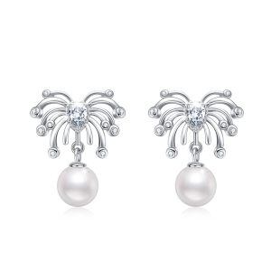 Sterling Silver Pearl Earrings-0