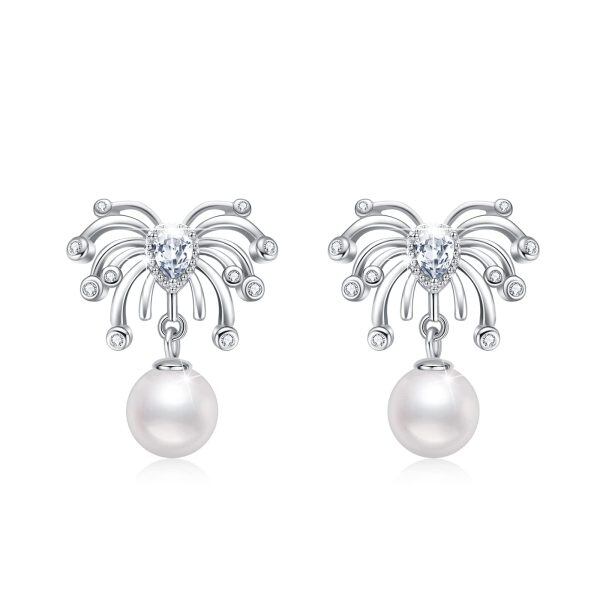 Sterling Silver Pearl Earrings-0