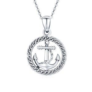 Sterling Silver Anchor Necklace-0