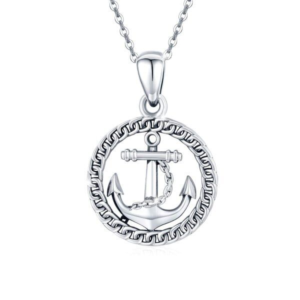 Sterling Silver Anchor Necklace-0