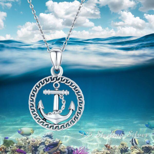 Sterling Silver Anchor Necklace-5