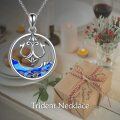 wholesale 925 Sterling Silver Tridents Ocean Wave Pendant Necklaces Greek Mythology Charm Jewellery Gift for Her-0-5
