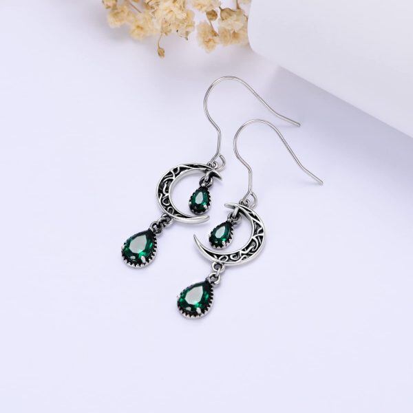 Sterling Silver Moon Earrings-3