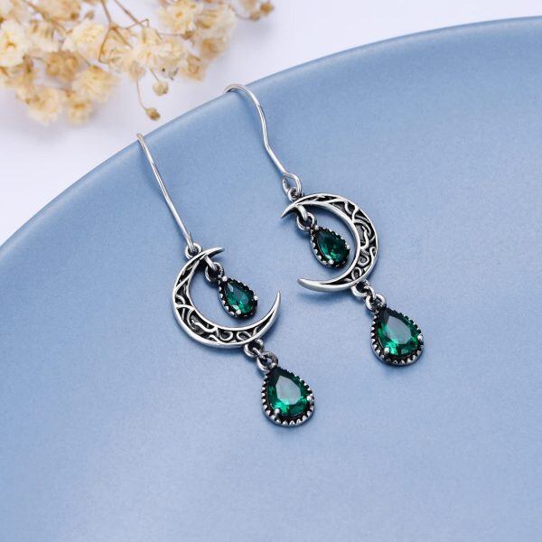 Sterling Silver Moon Earrings-4