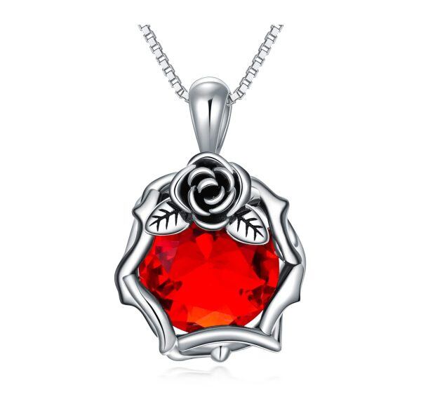 Sterling Silver Rose Necklace-0