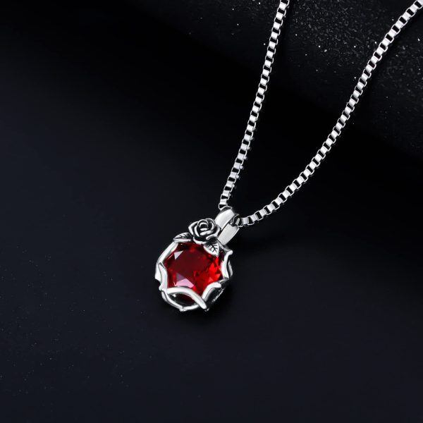 Sterling Silver Rose Necklace-2