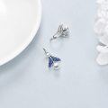 wholesale 925 Sterling Silver Blue Crystal Whale Tail Pearl Dangle Earrings for Women-0-4