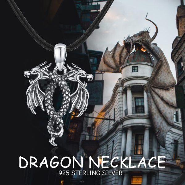 Sterling Silver Dragon Necklace-6