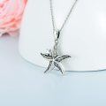 wholesale 925 Sterling Silver Starfish Pendant Necklace with Cubic Zirconia and Chain for Women-0-2