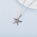 wholesale 925 Sterling Silver Starfish Pendant Necklace with Cubic Zirconia and Chain for Women-0-3