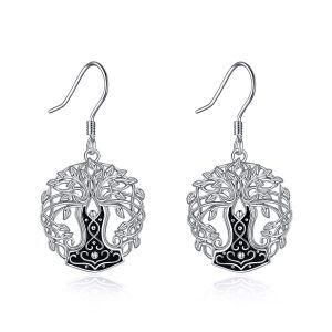 Sterling Silver Tree Of Life Earrings-0