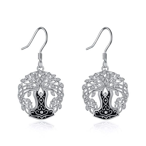 Sterling Silver Tree Of Life Earrings-0